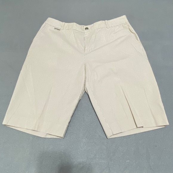 L-RL Active Set Women XL White Polo Shirt Beige Stripe Shorts Golf Tennis - Picture 5 of 12